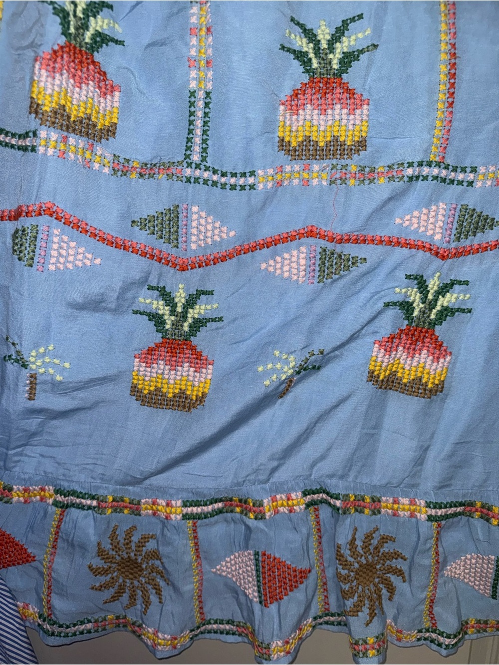 FARM Rio Embroidered Pineapple Linen Maxi Dress / Swim Cover Up - Picture 4 of 14